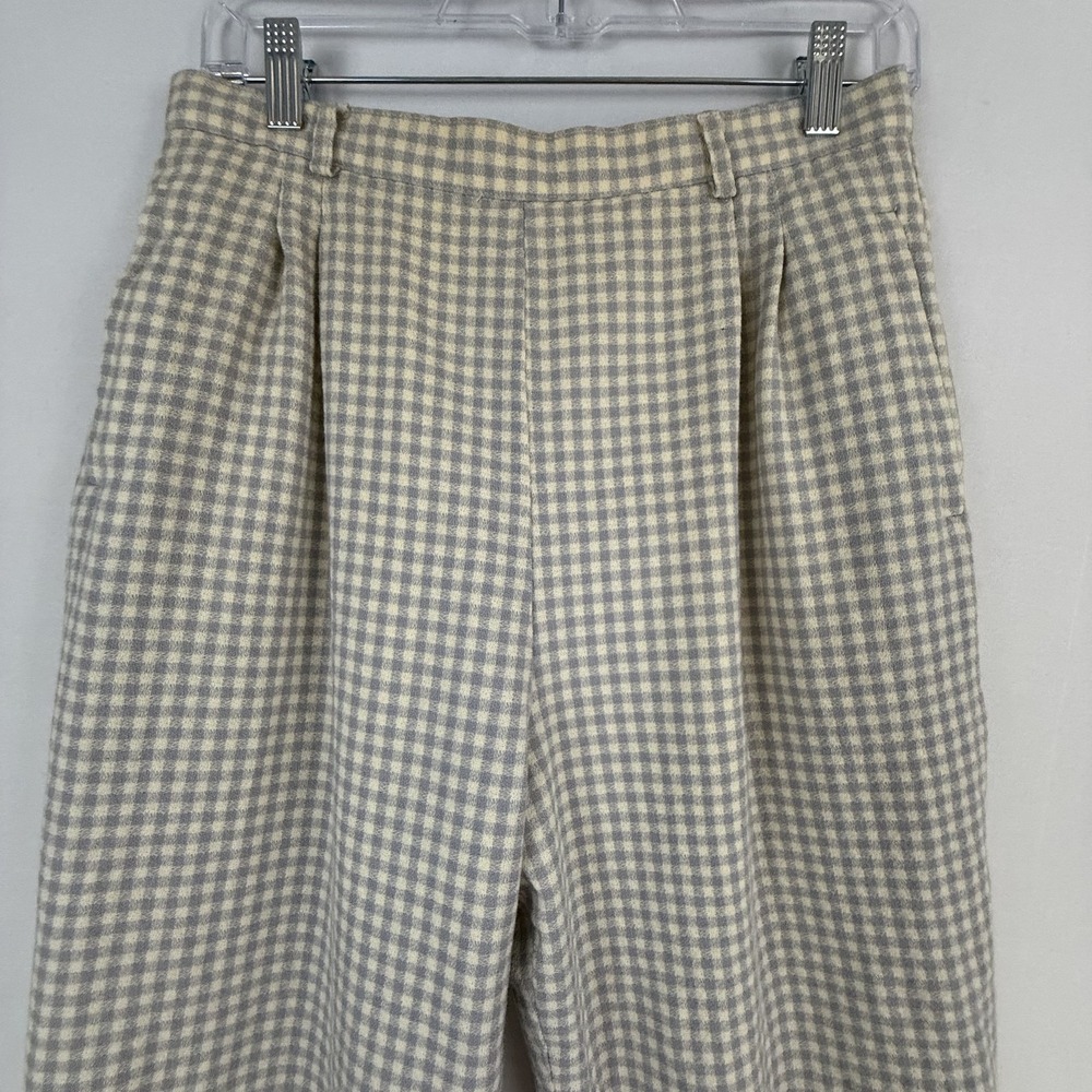 Christian Dior Trousers Womens 12 Gray Gingham Wool Pleated High Rise Vintage - Picture 10 of 14